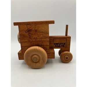 Deutz Allis Wooden Tractor Coin Bank by Logomobile Vintage 1989  Farmhouse Decor
